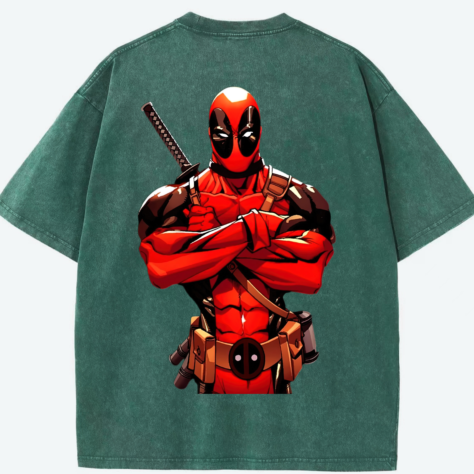 （画像用） Deadpool デッドプール 綿100% ヴィンテージ風 半袖Tシャツ（背面プリント）